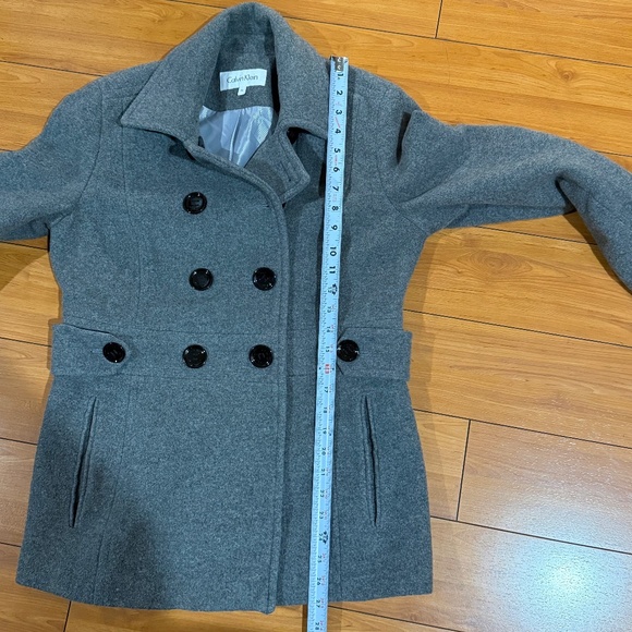 Calvin Klein Gray Wool Peacoat Coat size PS Petite Small - Picture 8 of 8